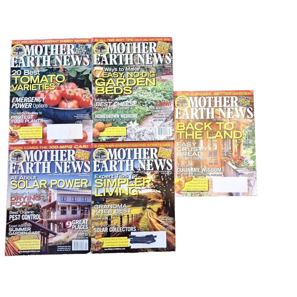 Mother Earth News Feb 2008-Jan 2009 Magazine Gardening Organic 5 Lot No Apr/may - Picture 1 of 6